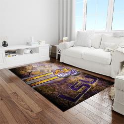 NCAA Louisiana State University College Sport Basketball And Foolball Team Logo Rectangle Area Rug LSU11