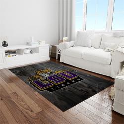 NCAA Louisiana State University College Sport Basketball And Foolball Team Logo Rectangle Area Rug LSU12