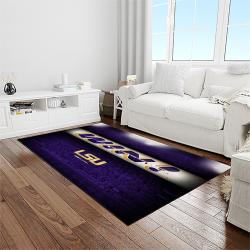 NCAA Louisiana State University College Sport Basketball And Foolball Team Logo Rectangle Area Rug LSU13