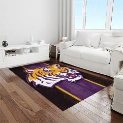 NCAA Louisiana State University College Sport Basketball And Foolball Team Logo Rectangle Area Rug LSU17