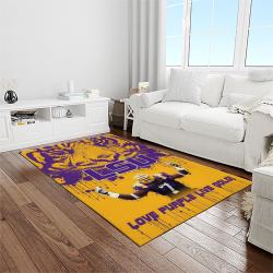 NCAA Louisiana State University College Sport Basketball And Foolball Team Logo Rectangle Area Rug LSU33