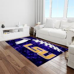 NCAA Louisiana State University College Sport Basketball And Foolball Team Logo Rectangle Area Rug LSU41