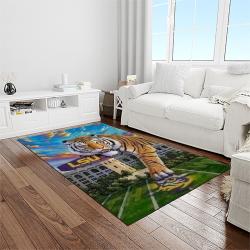 NCAA Louisiana State University College Sport Basketball And Foolball Team Logo Rectangle Area Rug LSU42