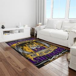 NCAA Louisiana State University College Sport Basketball And Foolball Team Logo Rectangle Area Rug LSU51
