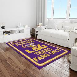 NCAA Louisiana State University College Sport Basketball And Foolball Team Logo Rectangle Area Rug LSU52