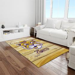 NCAA Louisiana State University College Sport Basketball And Foolball Team Logo Rectangle Area Rug LSU57