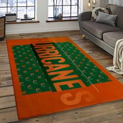 ncaa miami hurricanes sport basketball and foolball team logo rectangle area rug dark room mh04