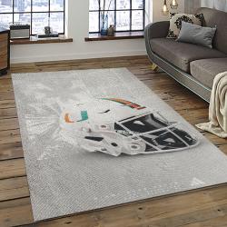 ncaa miami hurricanes sport basketball and foolball team logo rectangle area rug dark room mh09