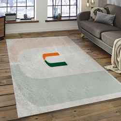 ncaa miami hurricanes sport basketball and foolball team logo rectangle area rug dark room mh14
