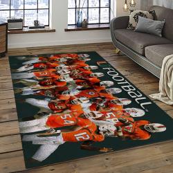 ncaa miami hurricanes sport basketball and foolball team logo rectangle area rug dark room mh17