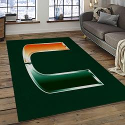 ncaa miami hurricanes sport basketball and foolball team logo rectangle area rug dark room mh29
