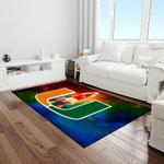 ncaa miami hurricanes sport basketball and foolball team logo rectangle area rug light room mh02