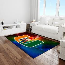 NCAA Miami Hurricanes Sport Basketball And Foolball Team Logo Rectangle Area Rug MH02