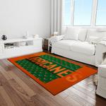 ncaa miami hurricanes sport basketball and foolball team logo rectangle area rug light room mh04