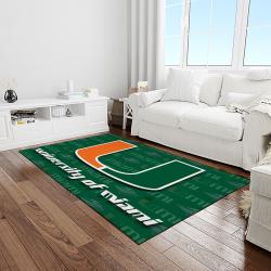 NCAA Miami Hurricanes Sport Basketball And Foolball Team Logo Rectangle Area Rug MH07