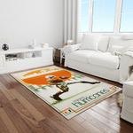 ncaa miami hurricanes sport basketball and foolball team logo rectangle area rug light room mh08