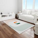 ncaa miami hurricanes sport basketball and foolball team logo rectangle area rug light room mh14