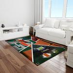 ncaa miami hurricanes sport basketball and foolball team logo rectangle area rug light room mh19