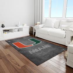 NCAA Miami Hurricanes Sport Basketball And Foolball Team Logo Rectangle Area Rug MH21