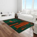 ncaa miami hurricanes sport basketball and foolball team logo rectangle area rug light room mh22