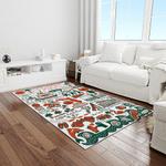 ncaa miami hurricanes sport basketball and foolball team logo rectangle area rug light room mh24