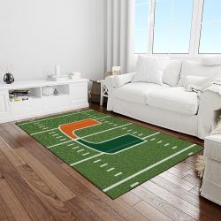 NCAA Miami Hurricanes Sport Basketball And Foolball Team Logo Rectangle Area Rug MH26