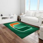 ncaa miami hurricanes sport basketball and foolball team logo rectangle area rug light room mh27