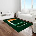 ncaa miami hurricanes sport basketball and foolball team logo rectangle area rug light room mh29