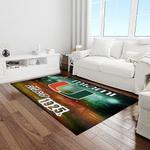 ncaa miami hurricanes sport basketball and foolball team logo rectangle area rug light room mh32