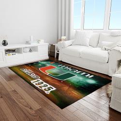 NCAA Miami Hurricanes Sport Basketball And Foolball Team Logo Rectangle Area Rug MH32