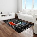 ncaa miami hurricanes sport basketball and foolball team logo rectangle area rug light room mh36