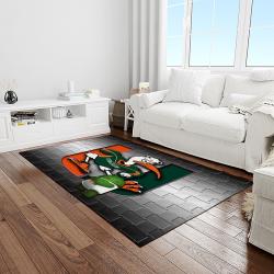 NCAA Miami Hurricanes Sport Basketball And Foolball Team Logo Rectangle Area Rug MH42