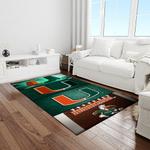 ncaa miami hurricanes sport basketball and foolball team logo rectangle area rug light room mh49