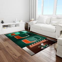 NCAA Miami Hurricanes Sport Basketball And Foolball Team Logo Rectangle Area Rug MH49