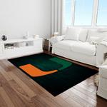 ncaa miami hurricanes sport basketball and foolball team logo rectangle area rug light room mh50