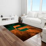 ncaa miami hurricanes sport basketball and foolball team logo rectangle area rug light room mh52