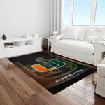 ncaa miami hurricanes sport basketball and foolball team logo rectangle area rug light room mh55