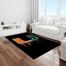NCAA Miami Hurricanes Sport Basketball And Foolball Team Logo Rectangle Area Rug MH56