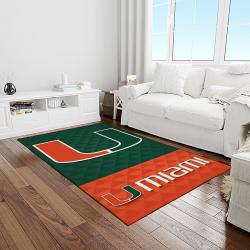 NCAA Miami Hurricanes Sport Basketball And Foolball Team Logo Rectangle Area Rug MH57