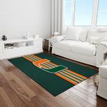 ncaa miami hurricanes sport basketball and foolball team logo rectangle area rug light room mh58