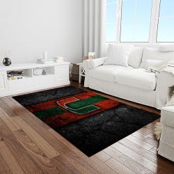 NCAA Miami Hurricanes Sport Basketball And Foolball Team Logo Rectangle Area Rug MH67