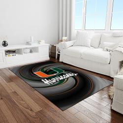 NCAA Miami Hurricanes Sport Basketball And Foolball Team Logo Rectangle Area Rug MH73