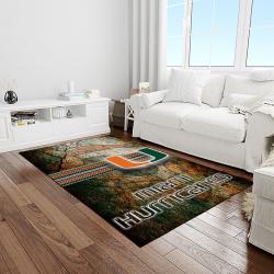 NCAA Miami Hurricanes Sport Basketball And Foolball Team Logo Rectangle Area Rug MH74