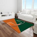 ncaa miami hurricanes sport basketball and foolball team logo rectangle area rug light room mh75