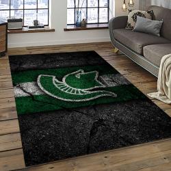 ncaa michigan state spartans college sport basketball and foolball team logo rectangle area rug dark room mss01