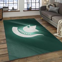 ncaa michigan state spartans college sport basketball and foolball team logo rectangle area rug dark room mss03