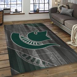 ncaa michigan state spartans college sport basketball and foolball team logo rectangle area rug dark room mss08