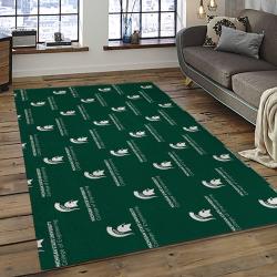 ncaa michigan state spartans college sport basketball and foolball team logo rectangle area rug dark room mss10