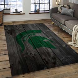 ncaa michigan state spartans college sport basketball and foolball team logo rectangle area rug dark room mss17