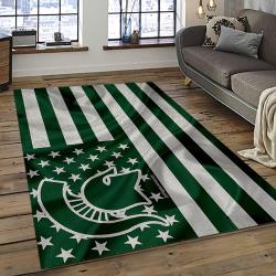 ncaa michigan state spartans college sport basketball and foolball team logo rectangle area rug dark room mss23